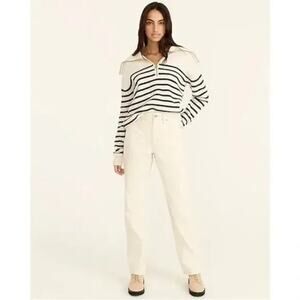 NWT J. Crew The Slouchy Straight Leg High Rise Boyfriend Jean 24 Natural Cream